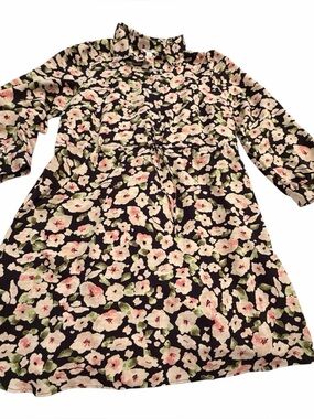 Pennington’ long-sleeve dress-pink floral on Black-Size 22